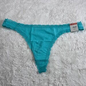 Jenni Intimates Women's Ocean Aqua Lace Trim Thong Panty Size XXXL 100110139 NWT